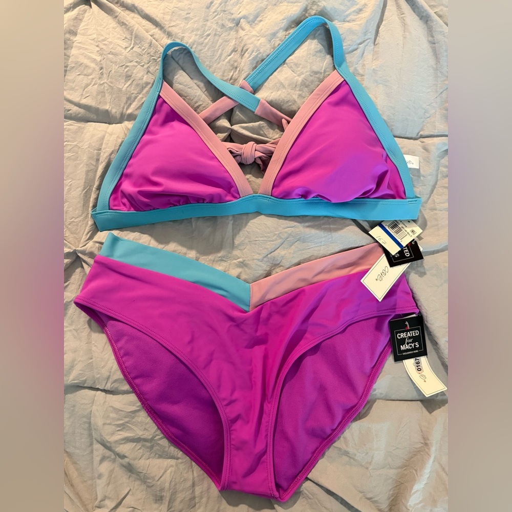 Salt + Cove Pink and Blue Bikini Set